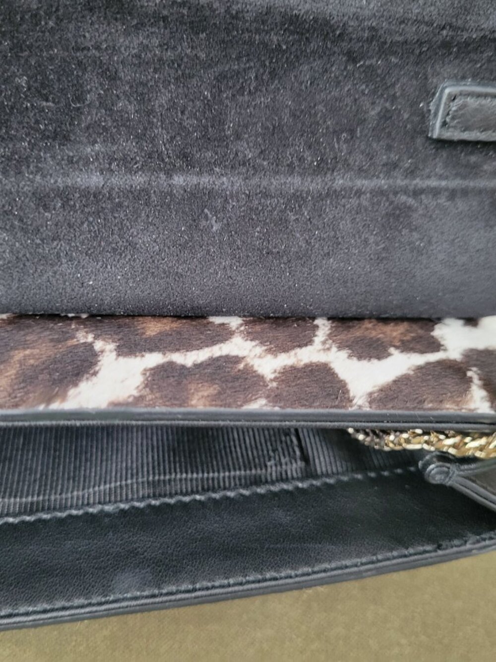 NWT Furla Cowhide Animal Print Leather Gold Chain Clutch Shoulder Bag Italy - Picture 15 of 16